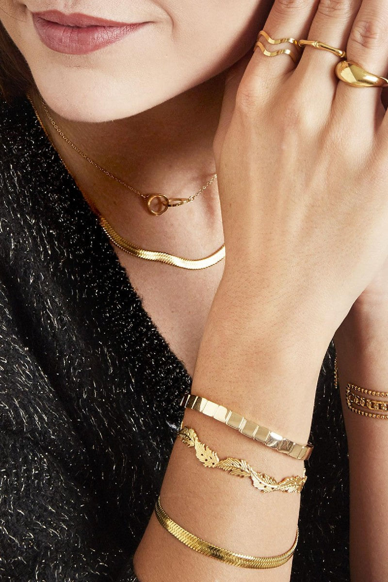 Snake Chain Armband Big Goud