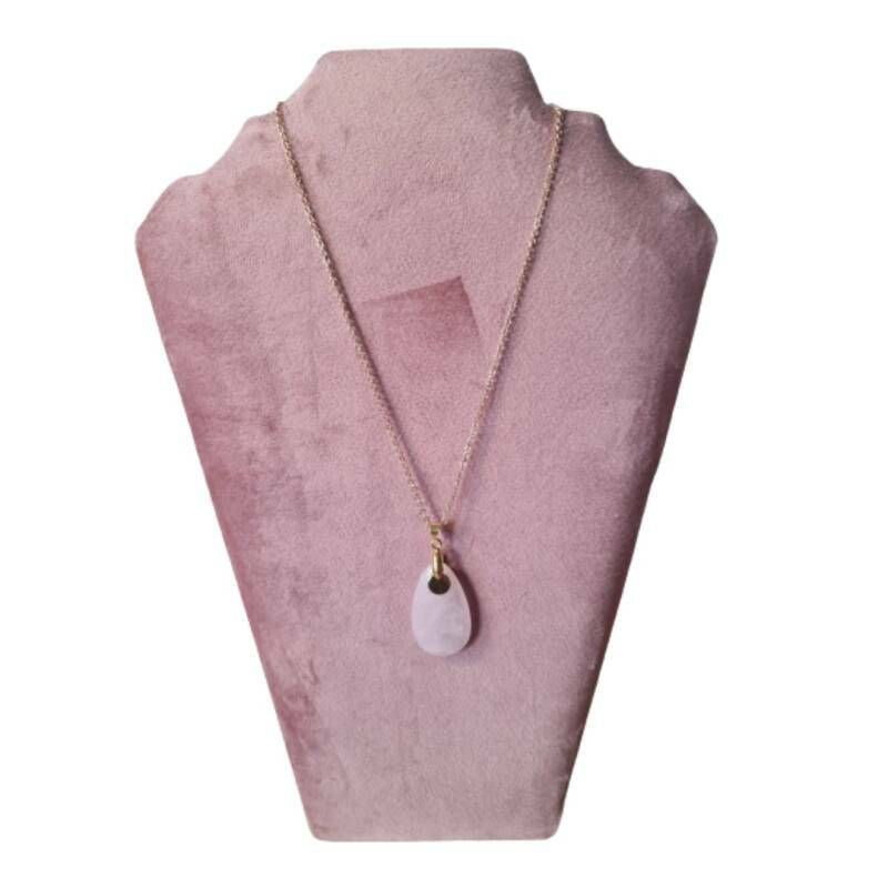 Spirituele Ketting Rozenkwarts Goud 55cm
