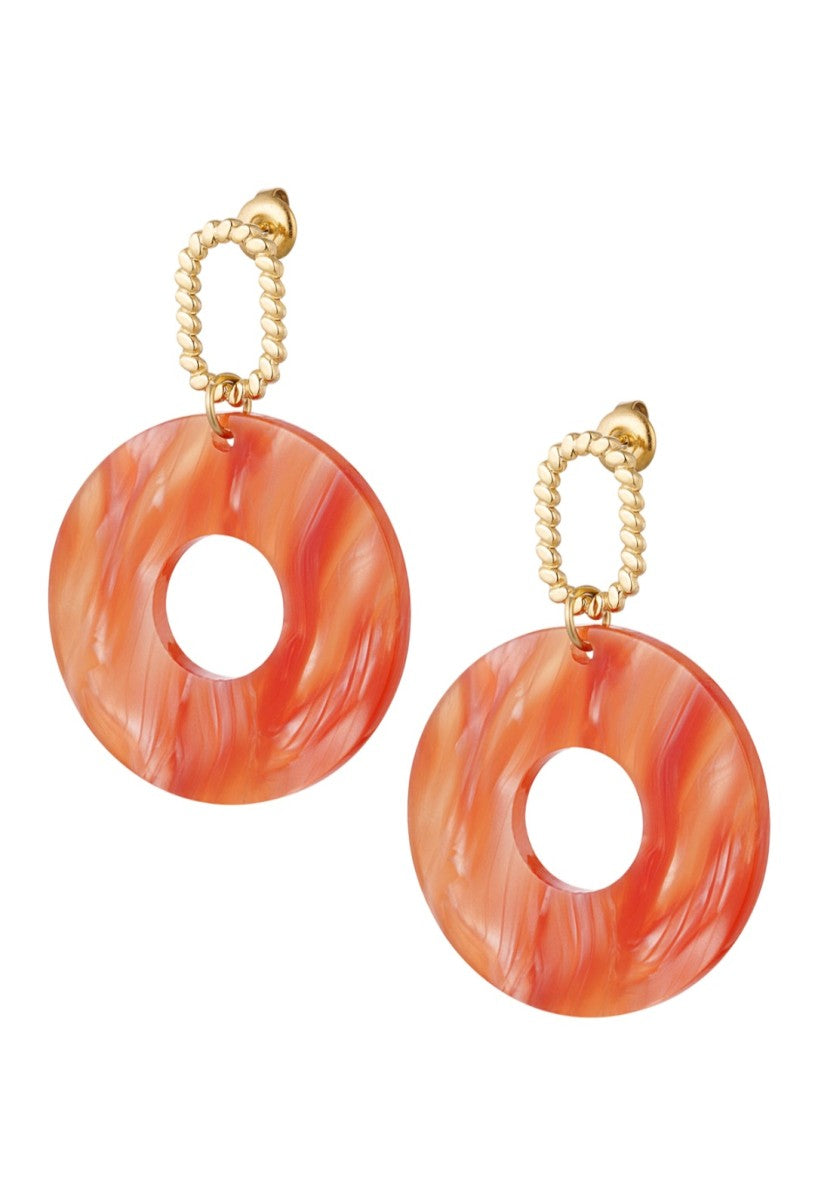 Statement Oorbellen Open Circle Rood