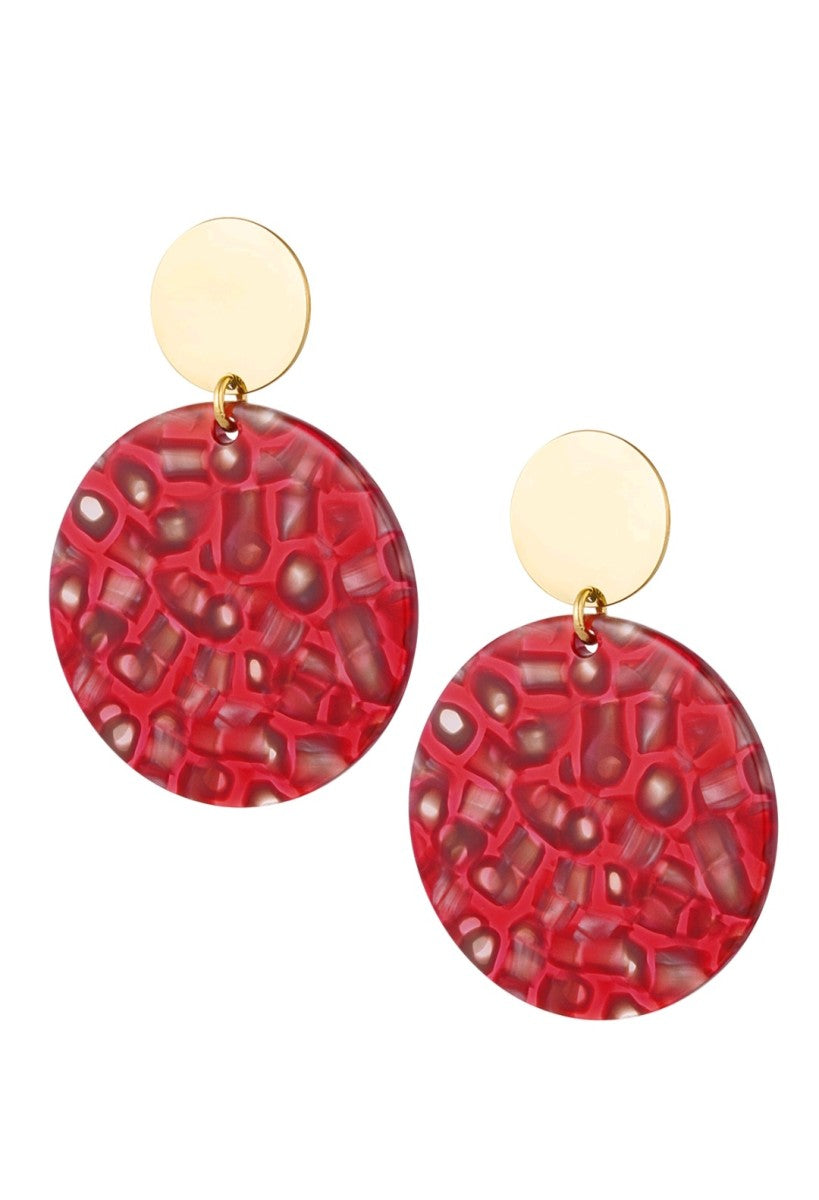 Statement Oorbellen Roundy Rood