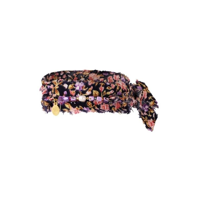 Stoffen Armband Flower Roze