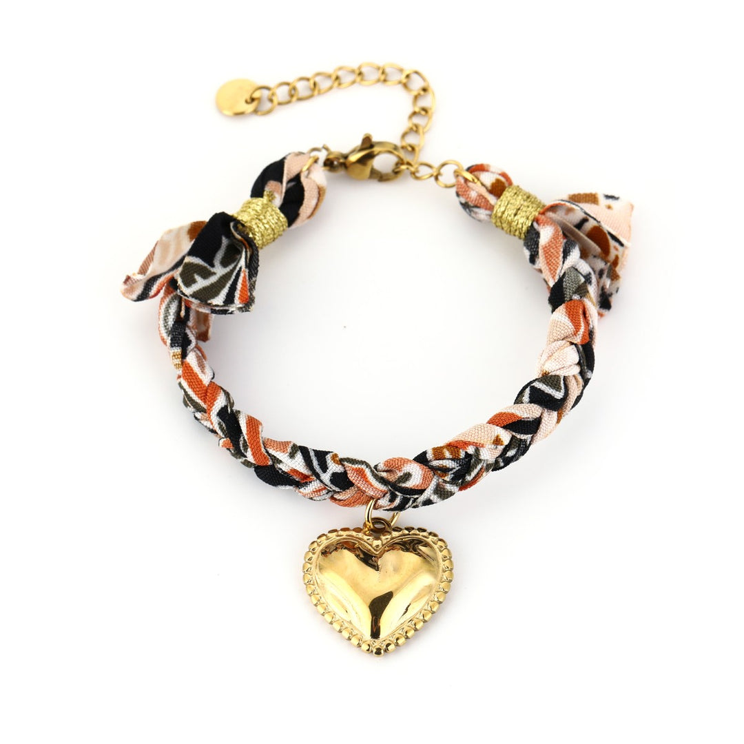 Stoffen Armband Gevlochten Heart Multi