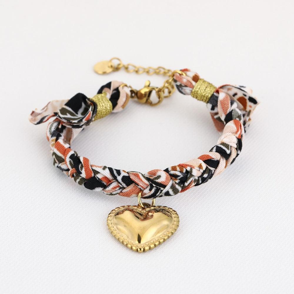Stoffen Armband Gevlochten Heart Multi