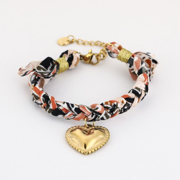 Stoffen Armband Gevlochten Heart Multi