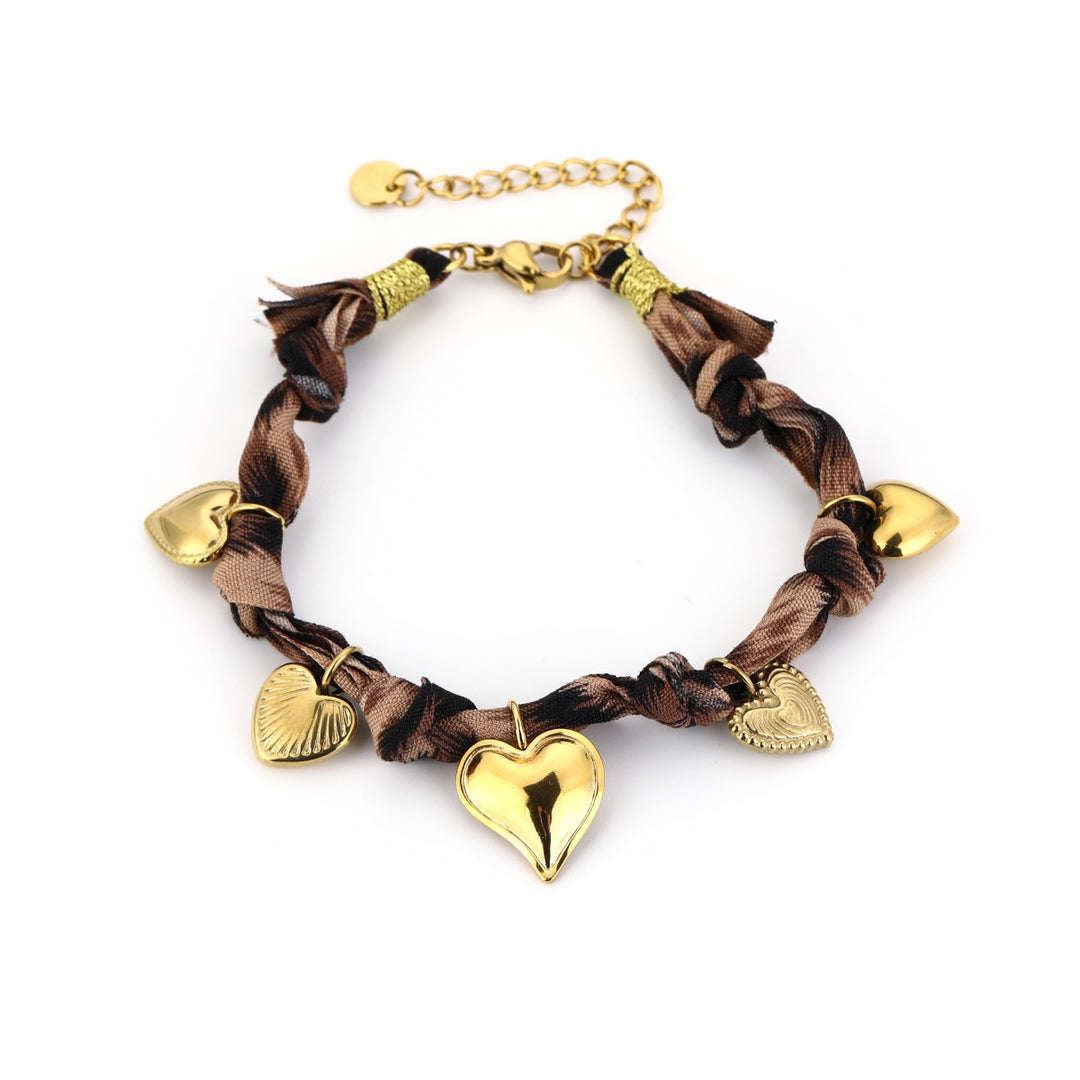Stoffen Armband Gevlochten Multiple Hearts Leo
