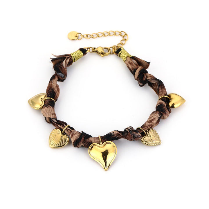 Stoffen Armband Gevlochten Multiple Hearts Leo