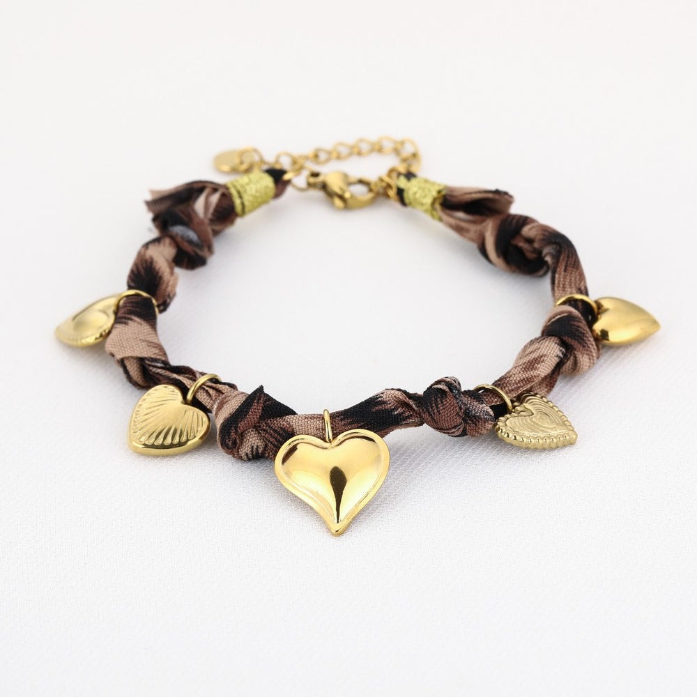 Stoffen Armband Gevlochten Multiple Hearts Leo