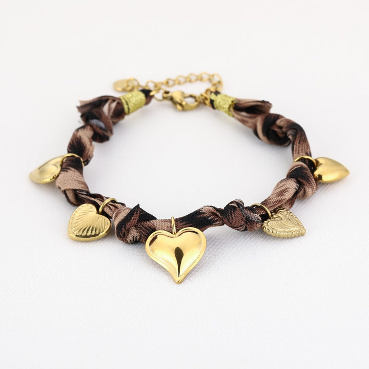 Stoffen Armband Gevlochten Multiple Hearts Leo