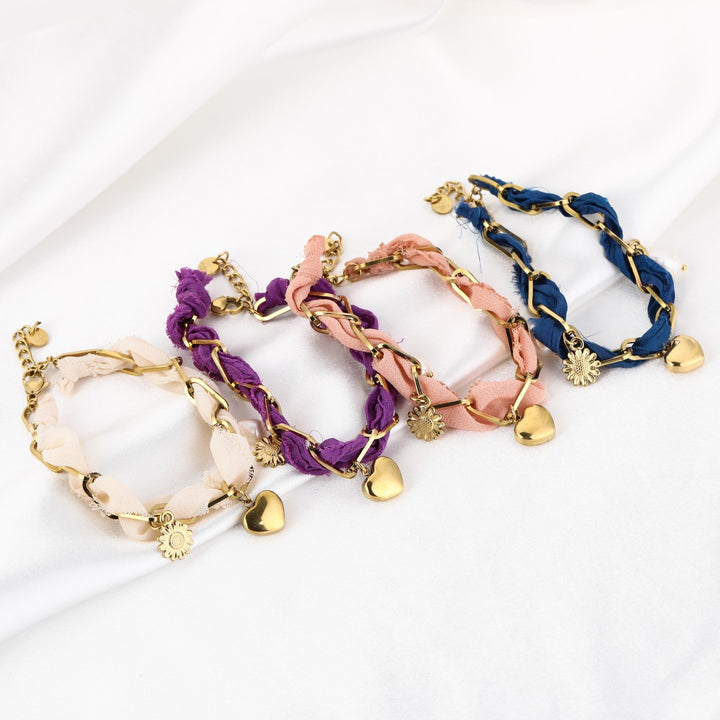 Stoffen Schakelarmband Love Roze