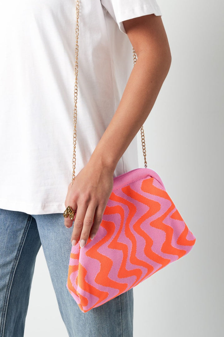 Strandtasje Clutch Graphic Oranje Roze
