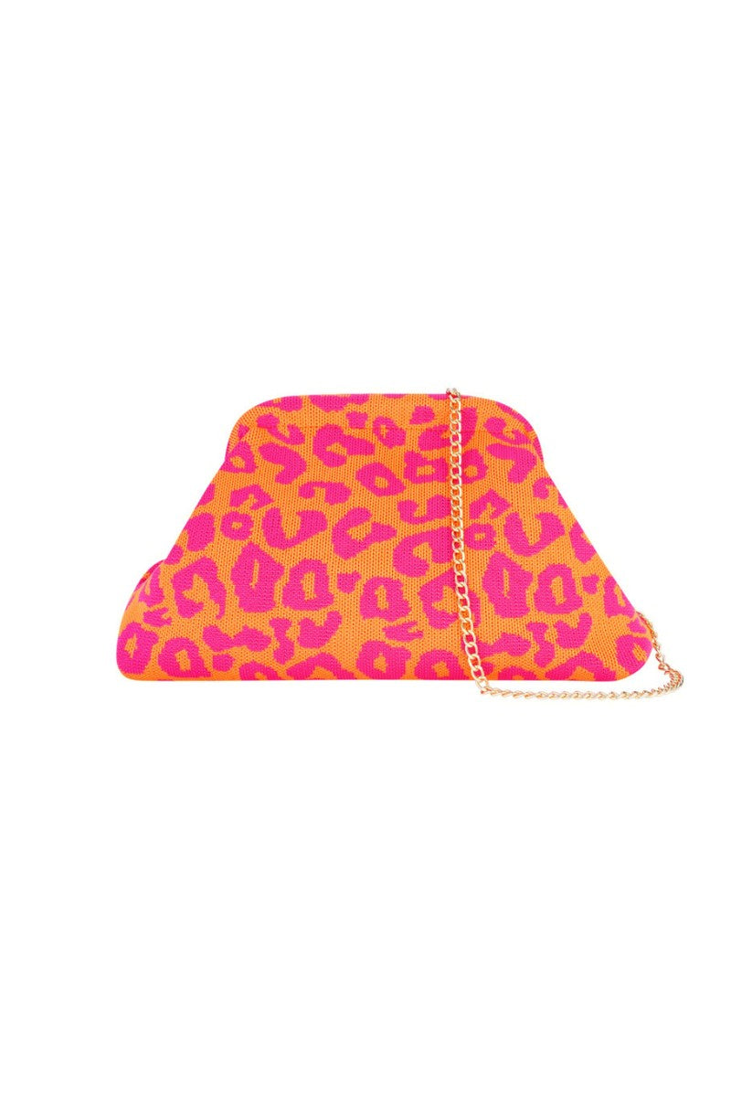 Strandtasje Clutch Leopard Oranje Roze