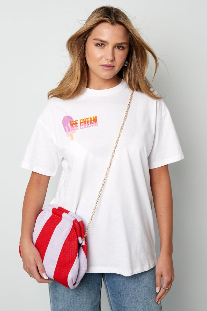 Strandtasje Clutch Stripe Rood Lila