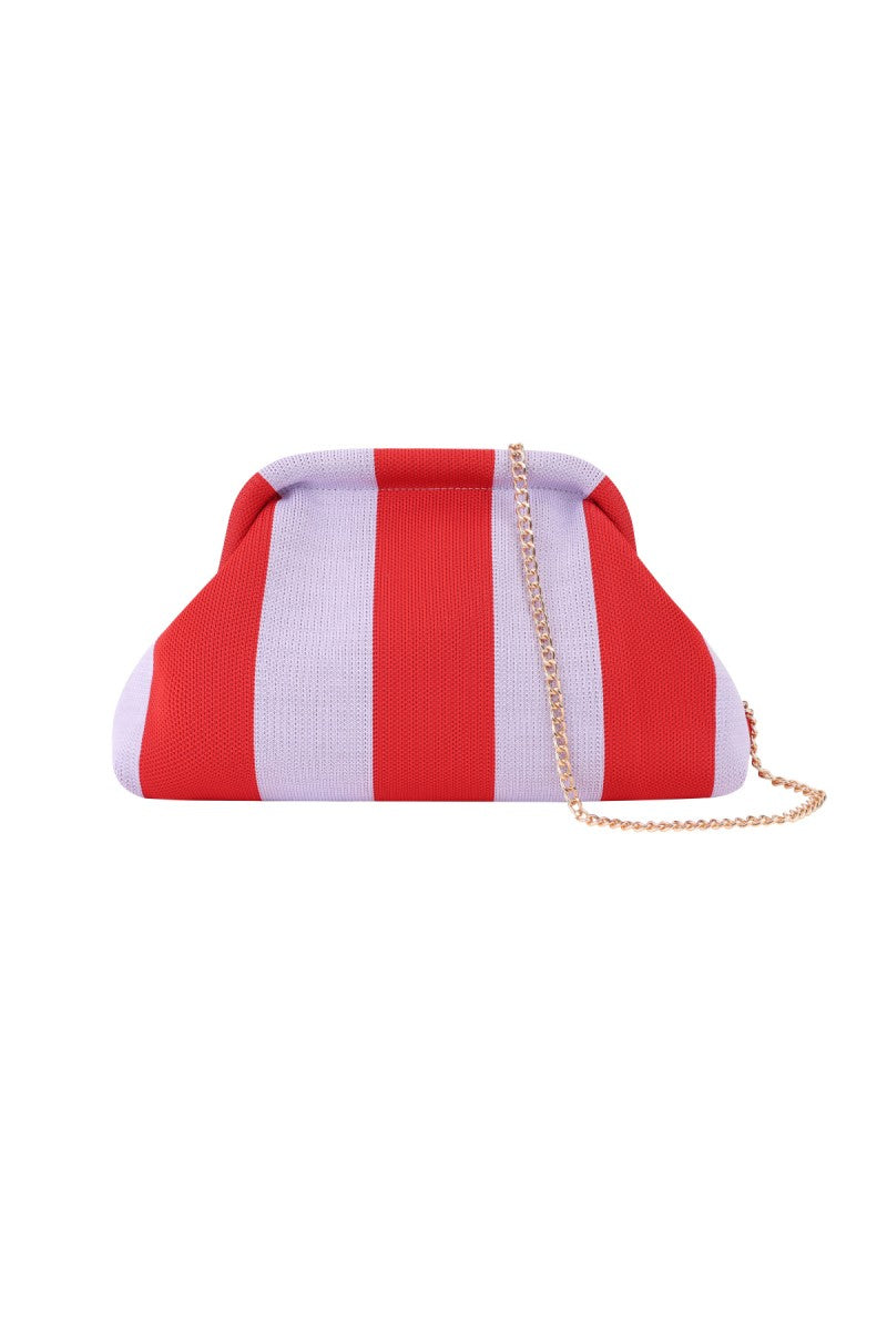 Strandtasje Clutch Stripe Rood Lila