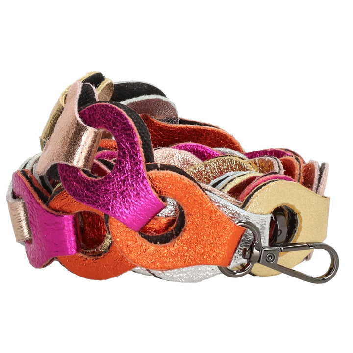 Tassenriem Bag Strap Telefoonkoord Gevlochten Leer Metallic Gou