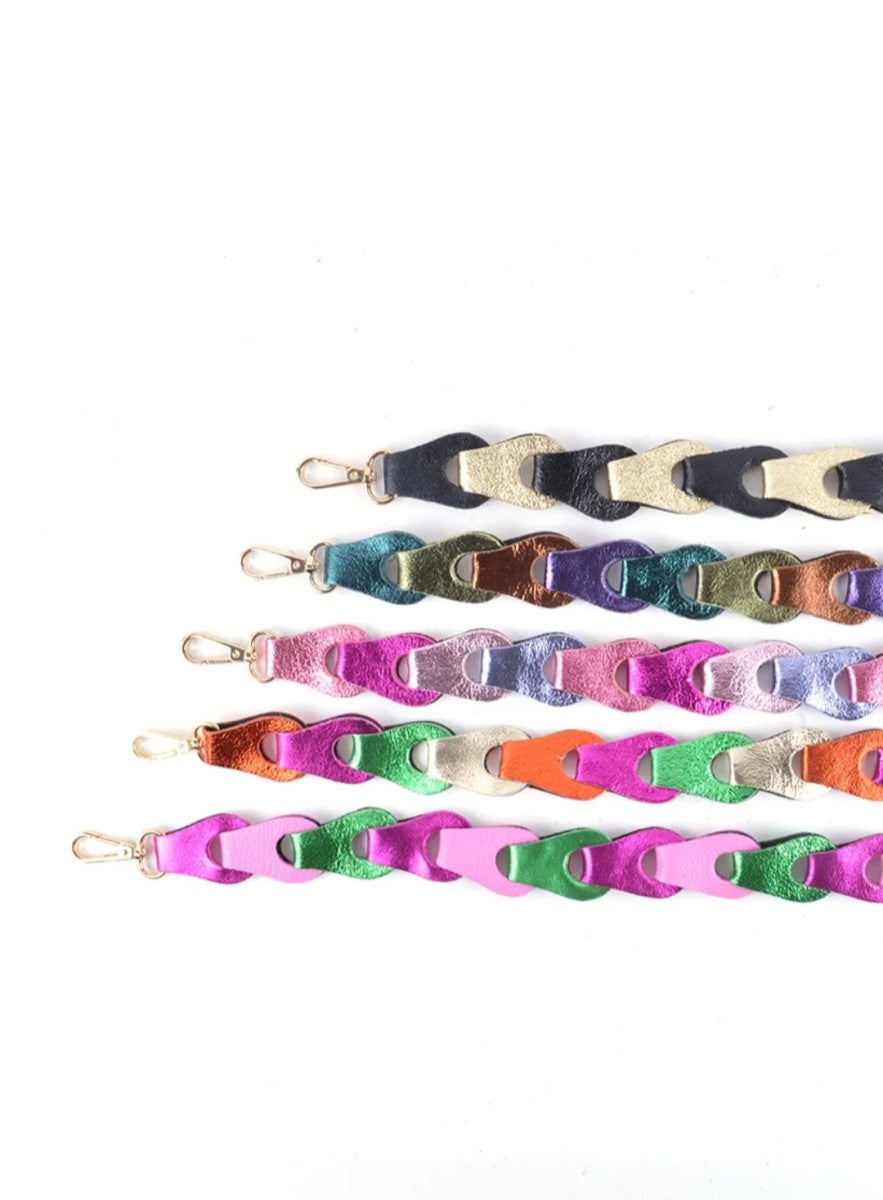 Tassenriem Bag Strap Telefoonkoord Gevlochten Leer Metallic Gou