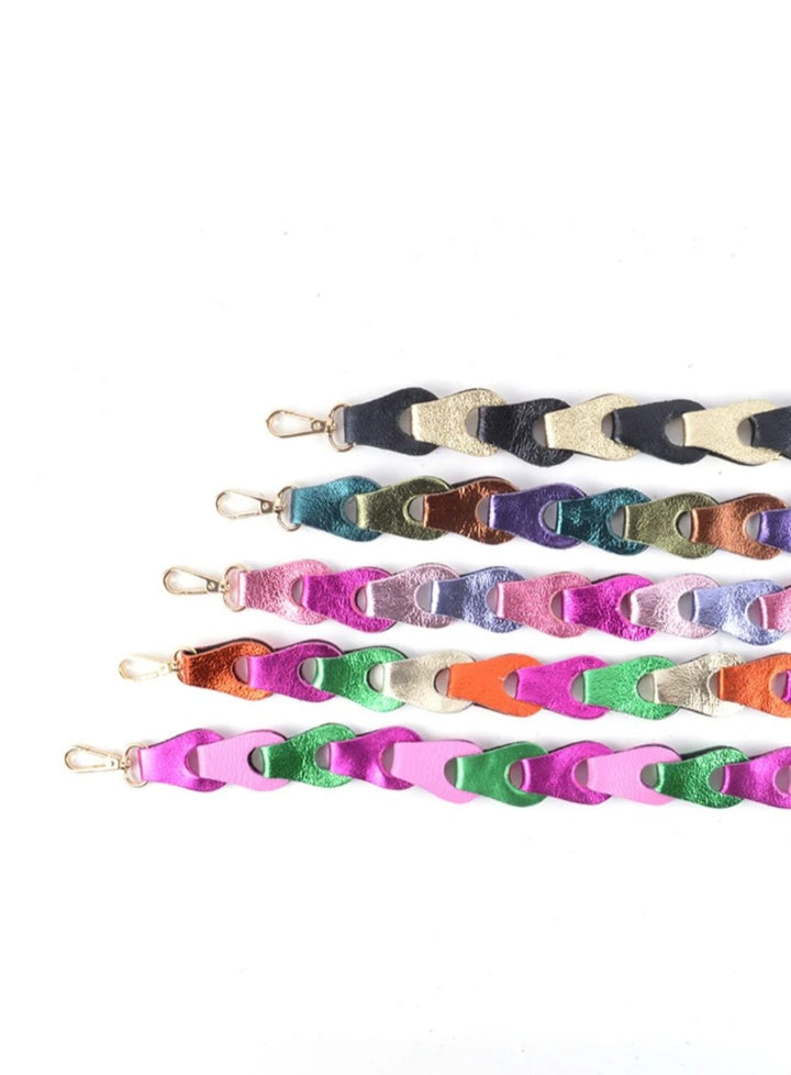 Tassenriem Bag Strap Telefoonkoord Gevlochten Leer Metallic Gou