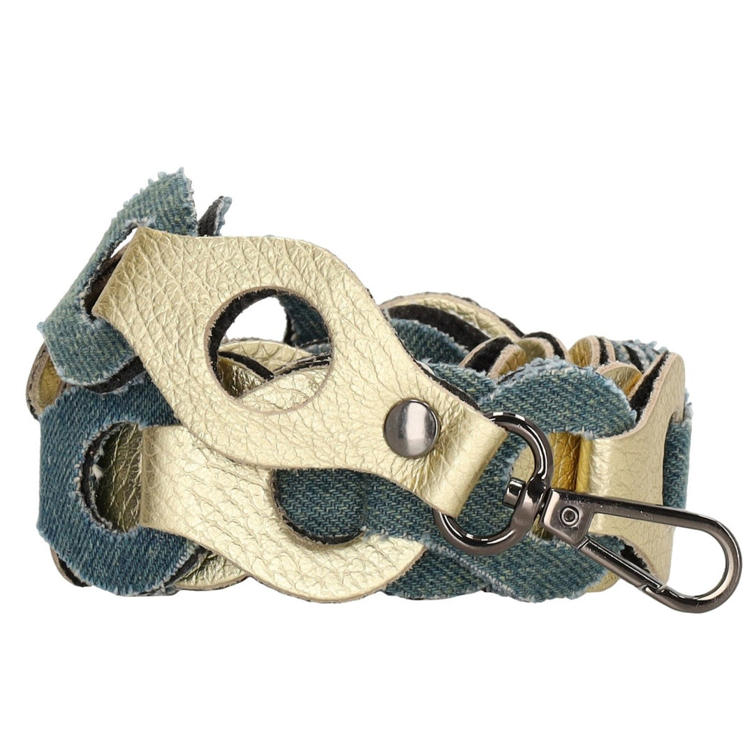 Tassenriem Bag Strap Telefoonkoord Gevlochten Leer Metallic Gou
