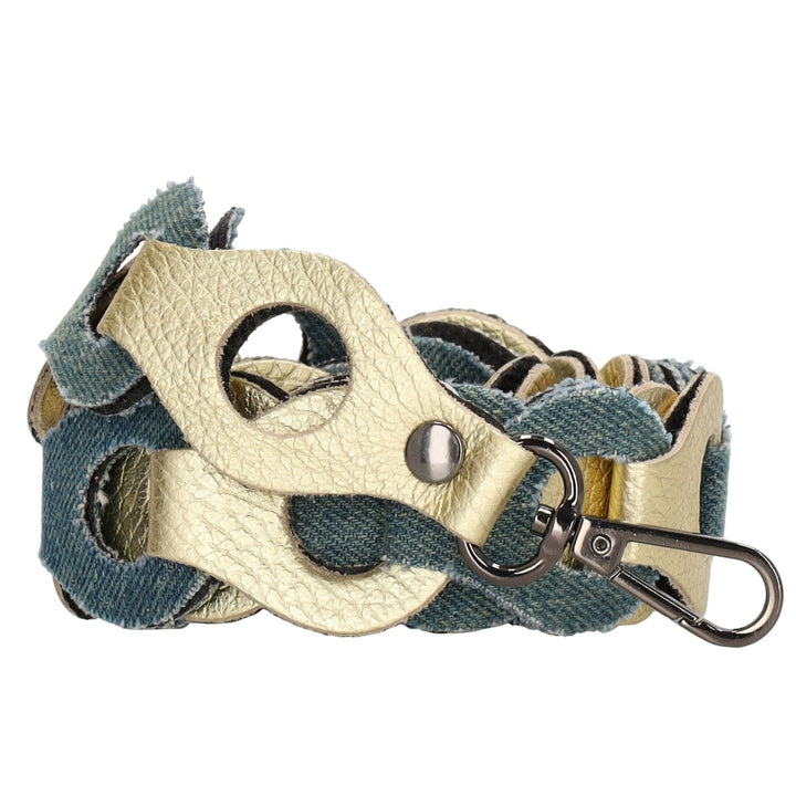 Tassenriem Bag Strap Telefoonkoord Gevlochten Leer Metallic Gou