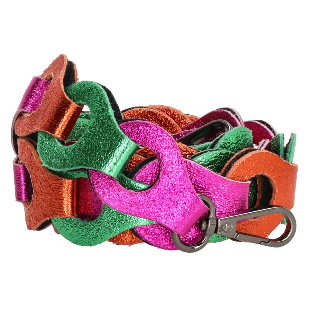 Tassenriem Bag Strap Telefoonkoord Gevlochten Leer Metallic Mul