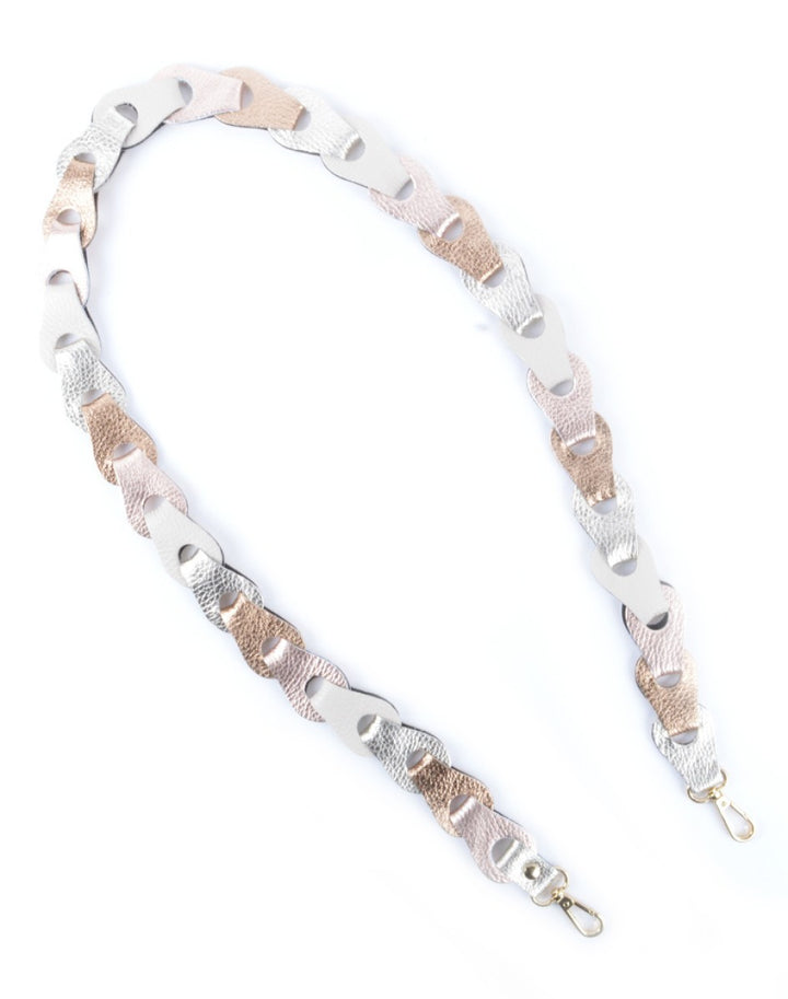 Tassenriem Bag Strap Telefoonkoord Gevlochten Leer Metallic Ros