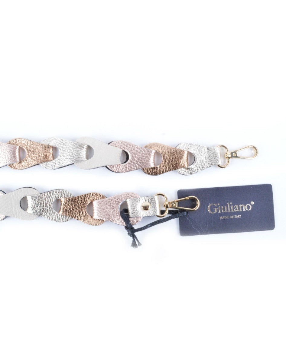 Tassenriem Bag Strap Telefoonkoord Gevlochten Leer Metallic Ros