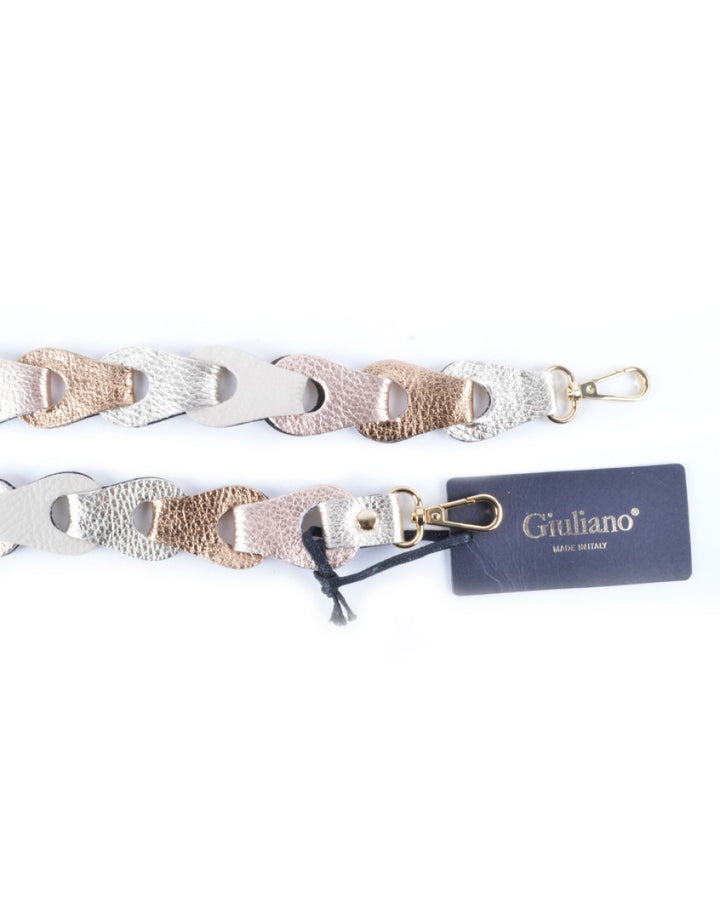 Tassenriem Bag Strap Telefoonkoord Gevlochten Leer Metallic Ros