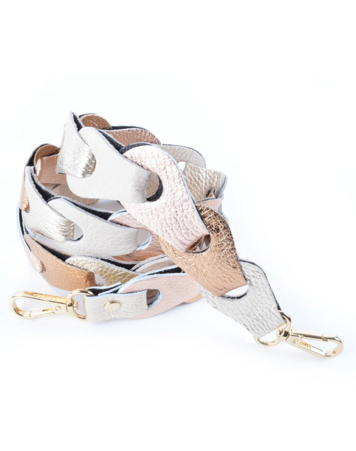 Tassenriem Bag Strap Telefoonkoord Gevlochten Leer Metallic Ros