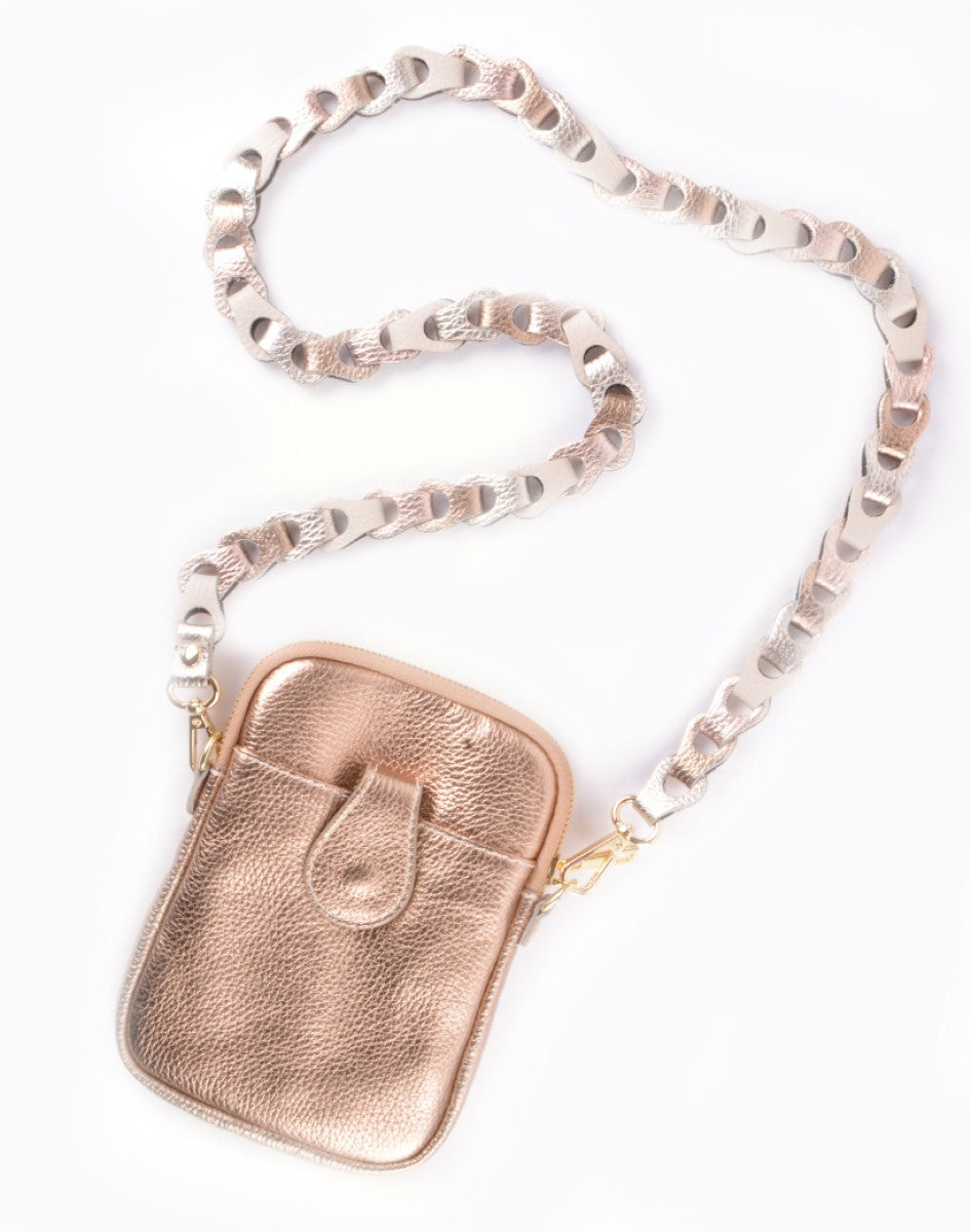 Tassenriem Bag Strap Telefoonkoord Gevlochten Leer Metallic Small