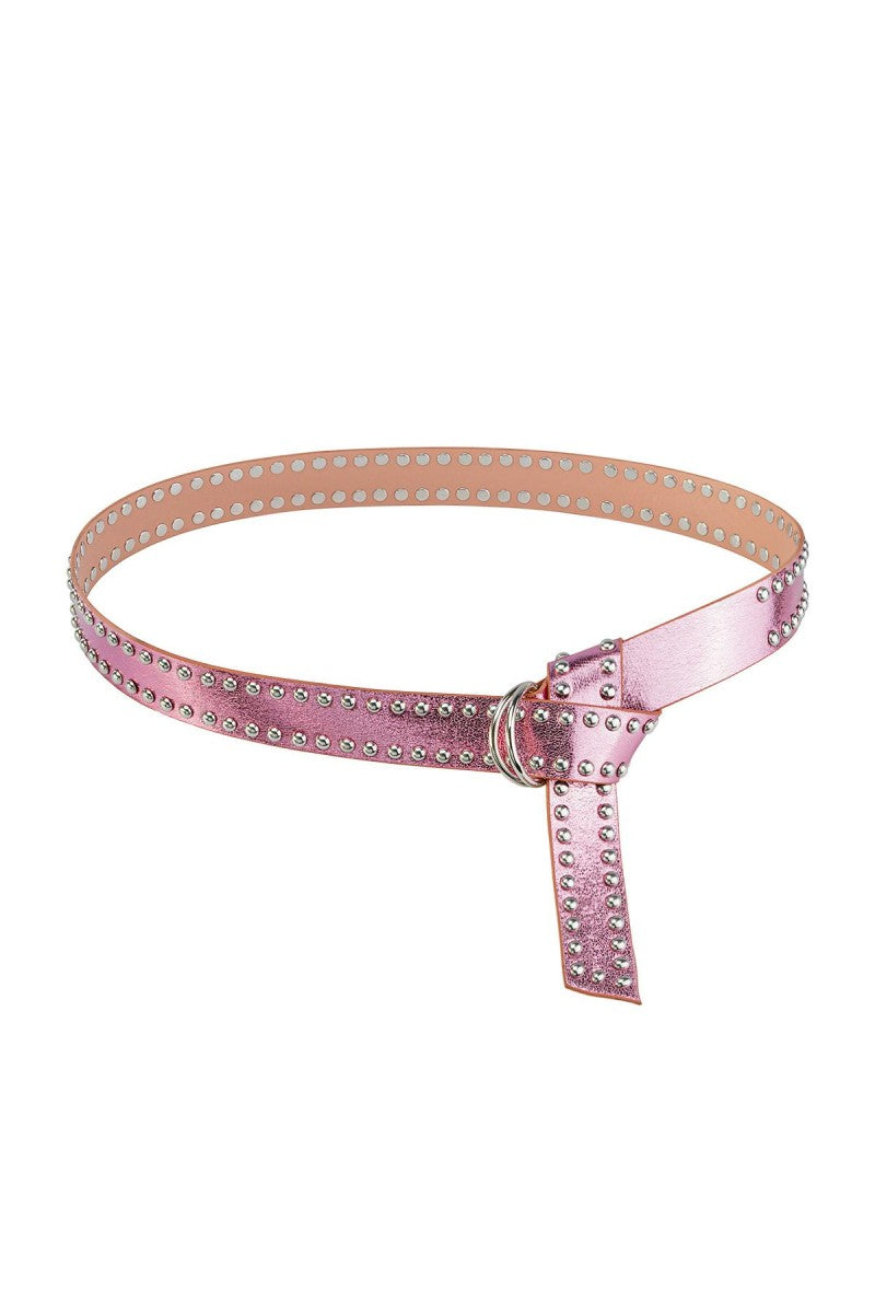 Twisted Knoopriem Studs Metallic Roze