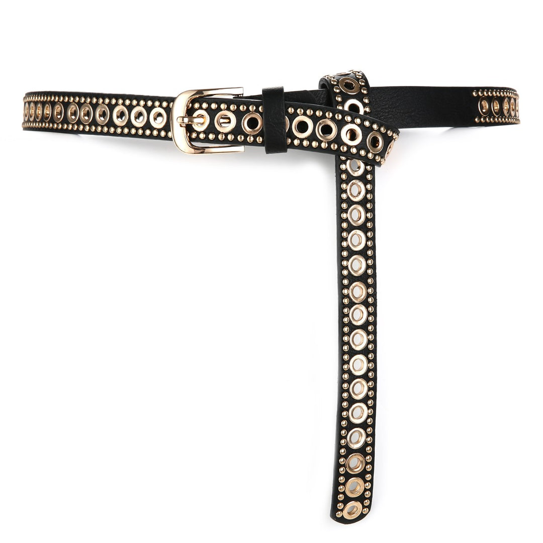 Twisted Knoopriem Studs Zwart Goud