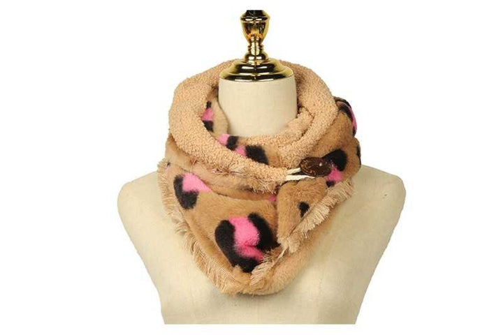 Vachtsjaal Kaprun Teddy Faux Fur Kids Panter Rose Camel