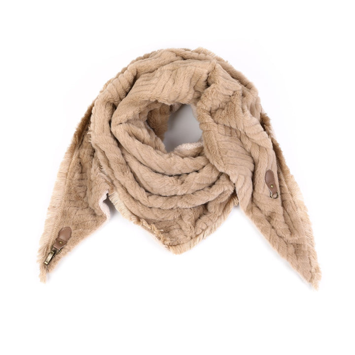 Vachtsjaal Moira Teddy Faux Fur Licht Khaki