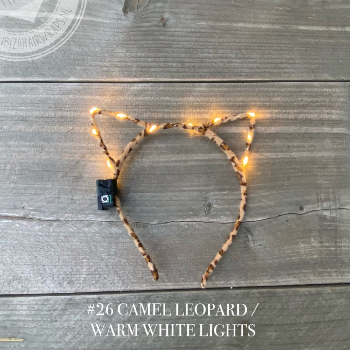 Ibiza Hairwraps - LED diadeem Cats Leopard - Camel/Warm White light