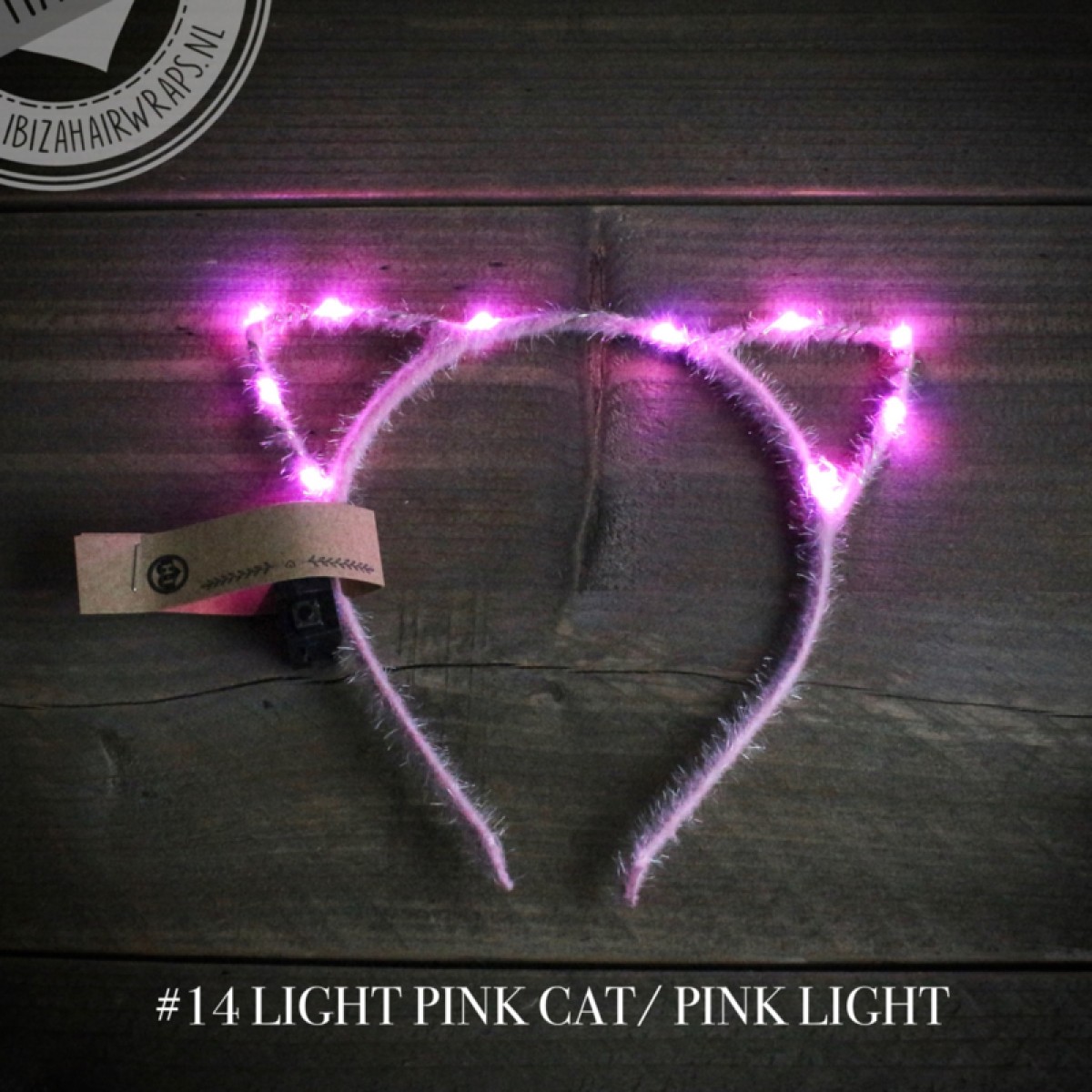 Ibiza Hairwraps - LED diadeem Cats- Pink/Pink light