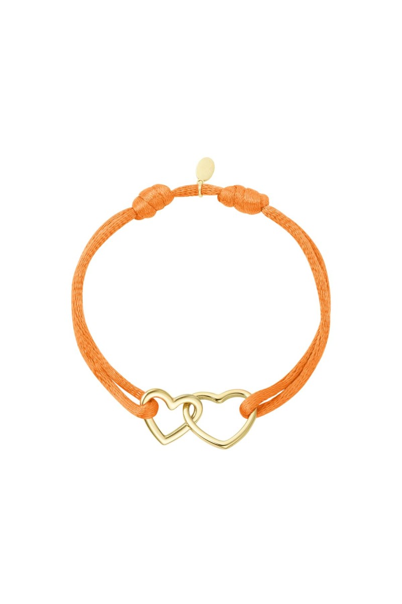 Satijnen armband 2 hearts - Oranje