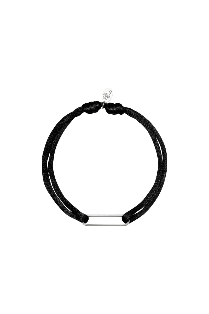 Satijnen armband Clip - Zwart/Zilver