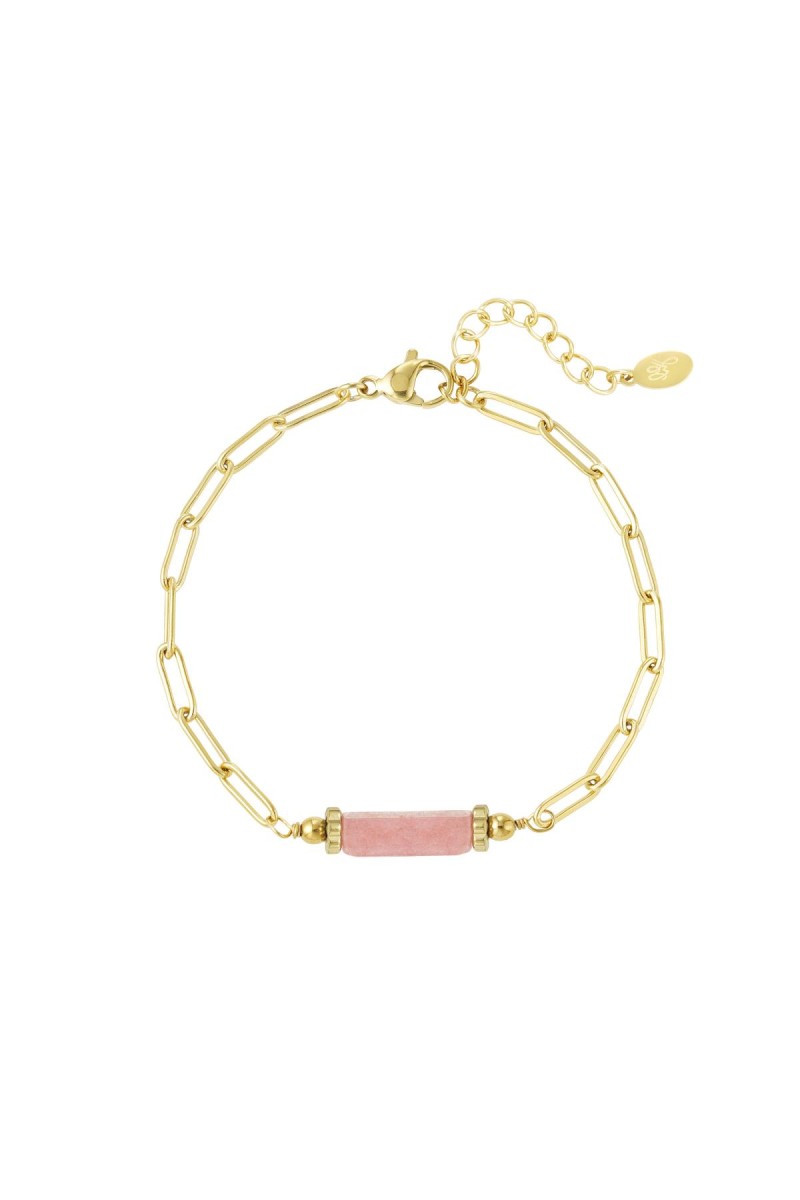 armband gem stone schakel roze