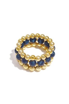 Armbanden Kralen Trio - Goud/Donkerblauw