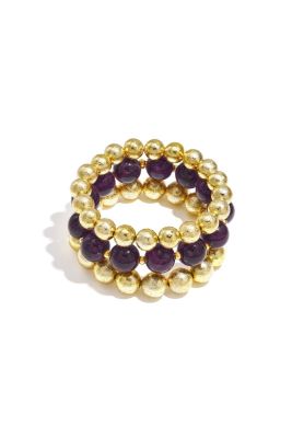 Armbanden Kralen Trio - Goud/Donkerpaars