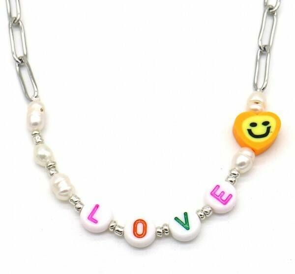 ketting colourful love zilver