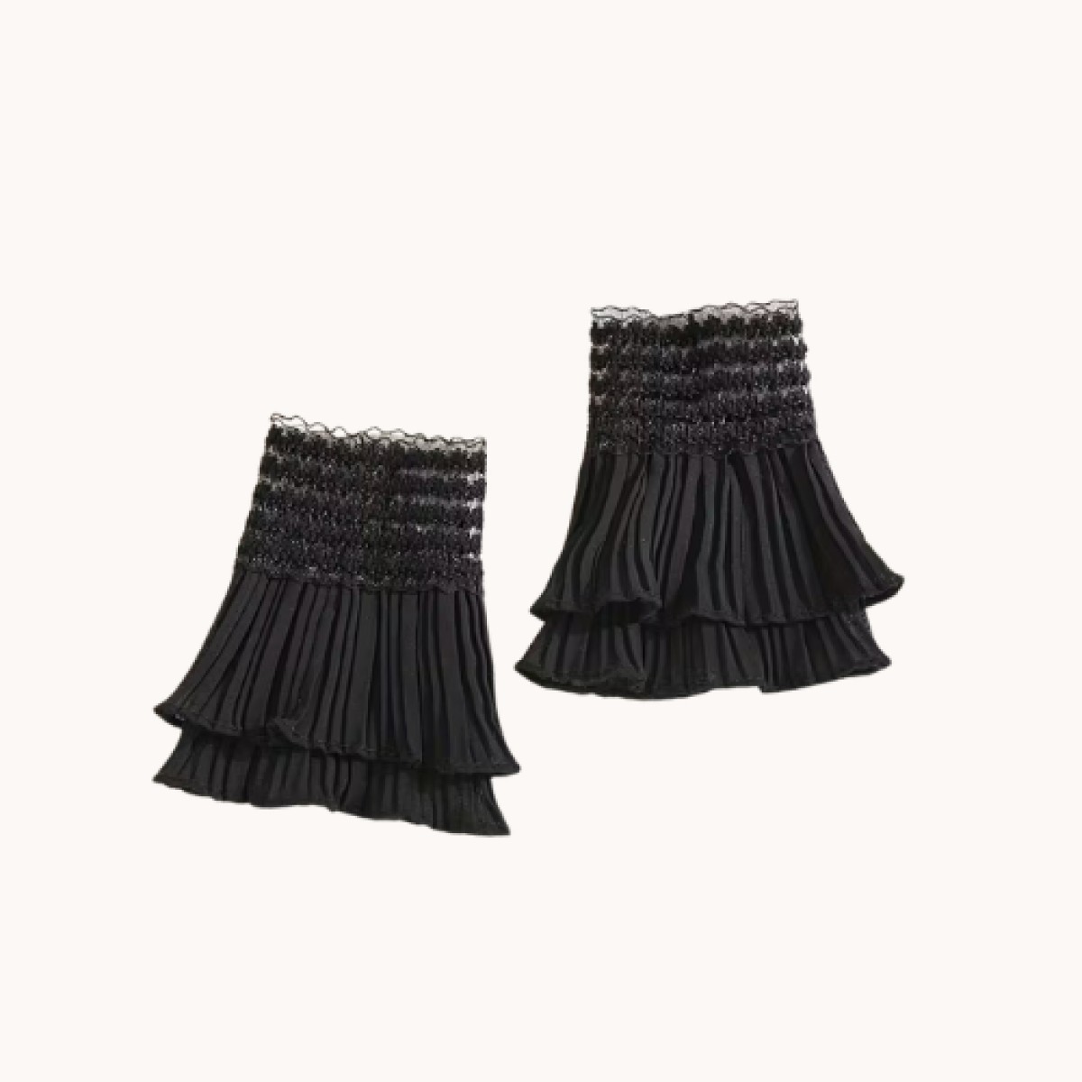 Losse Mouwtjes / Machetten - Plisse Zwart