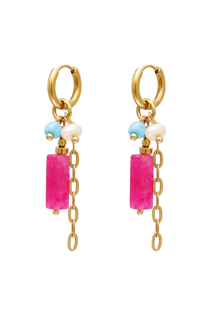 Oorbellen Chain Beads - Roze