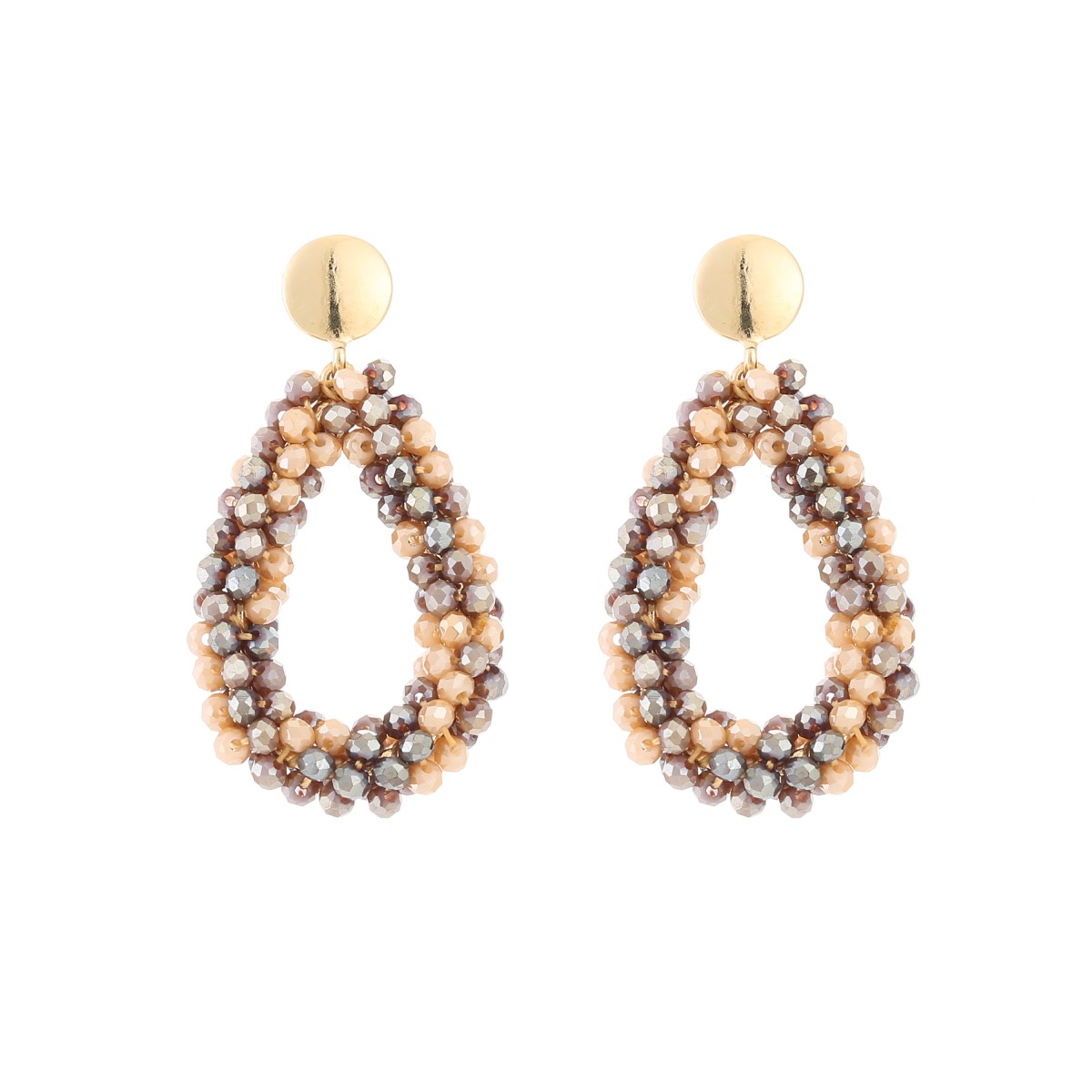 Oorbellen Crystal Drop - Beige/Camel
