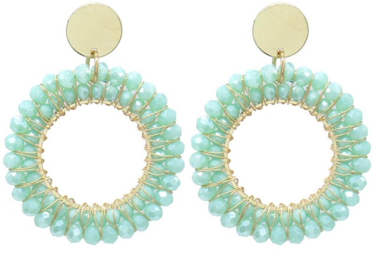 Oorbellen Kralen Roundies Summer - Turkoois Light
