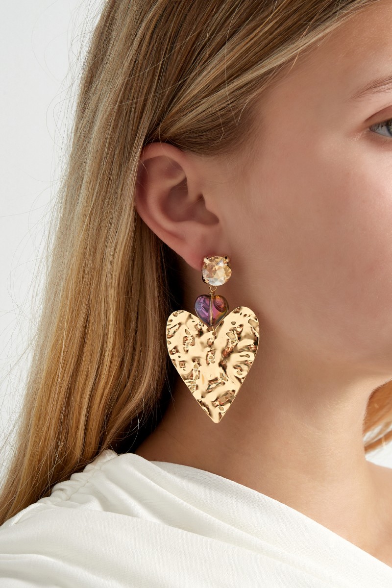 Oorbellen Statement Big Love - Roze/Goud