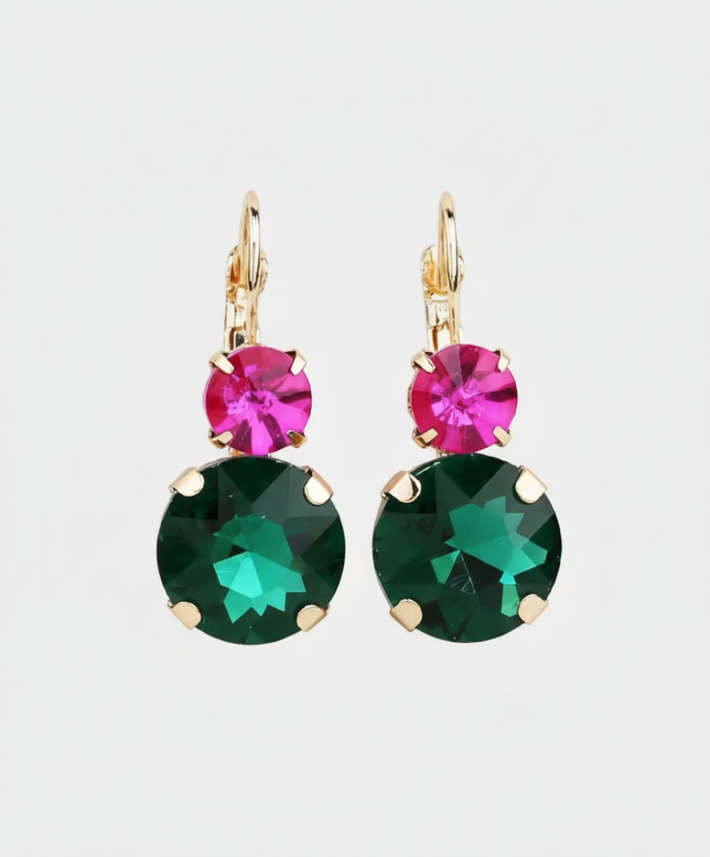 Oorbellen Vintage Zirkonia - Rose Green