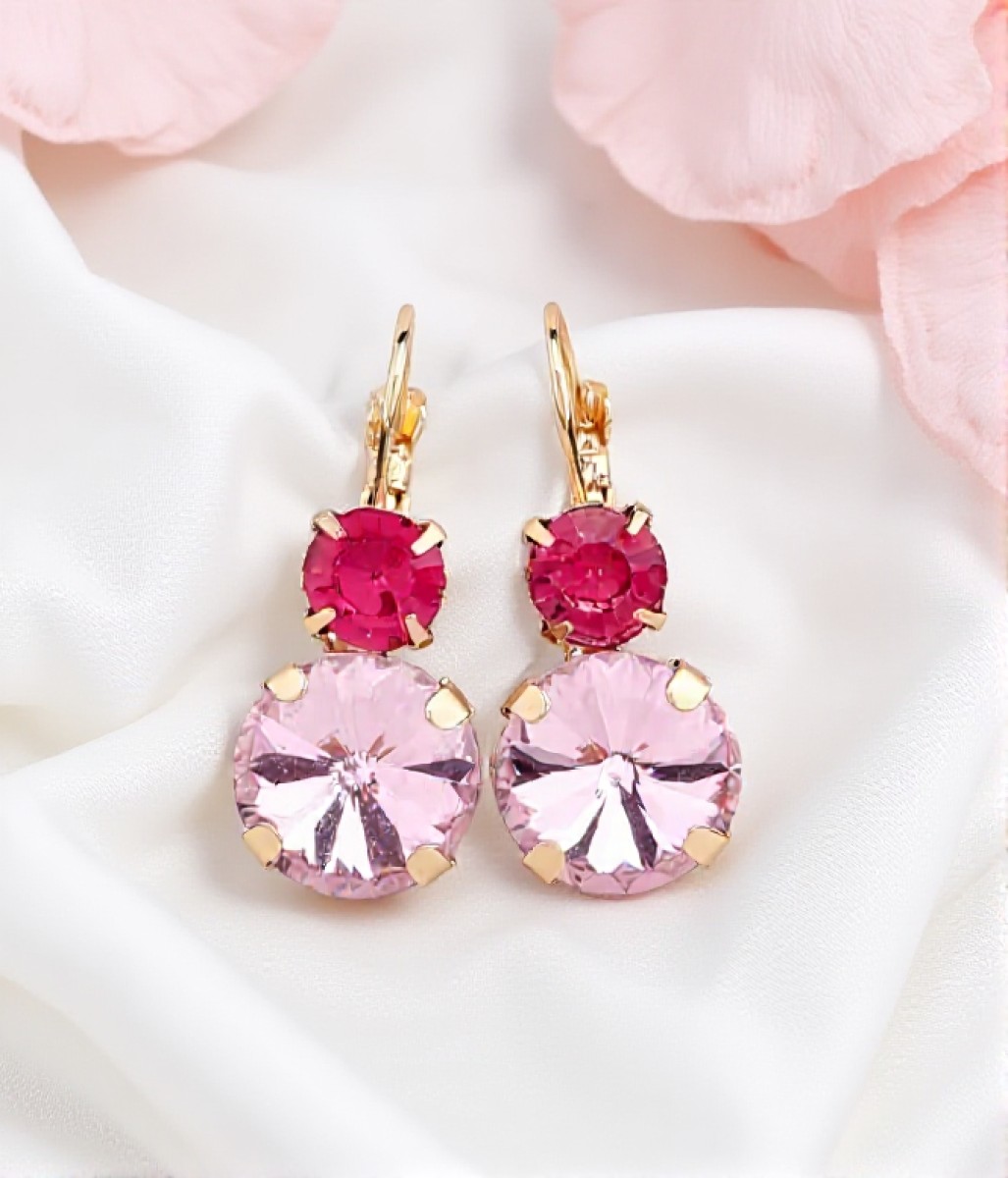 Oorbellen Vintage Zirkonia - Roze