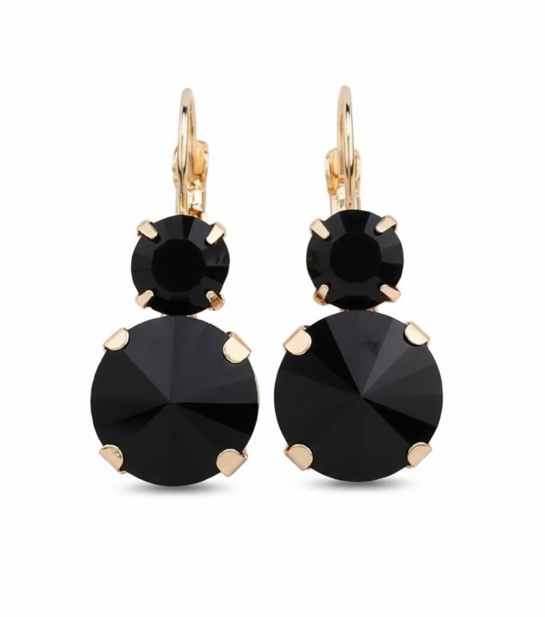 Oorbellen Vintage Zirkonia - Zwart