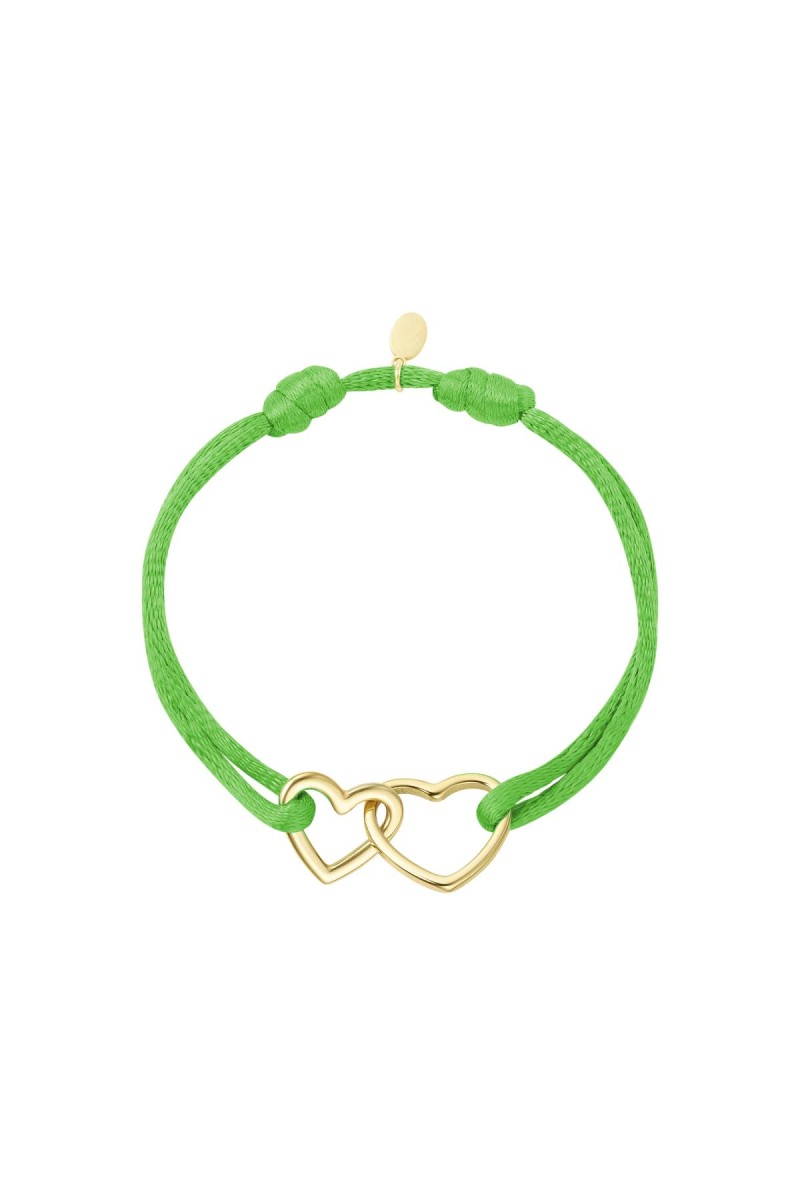 Satijnen armband 2 hearts - Groen
