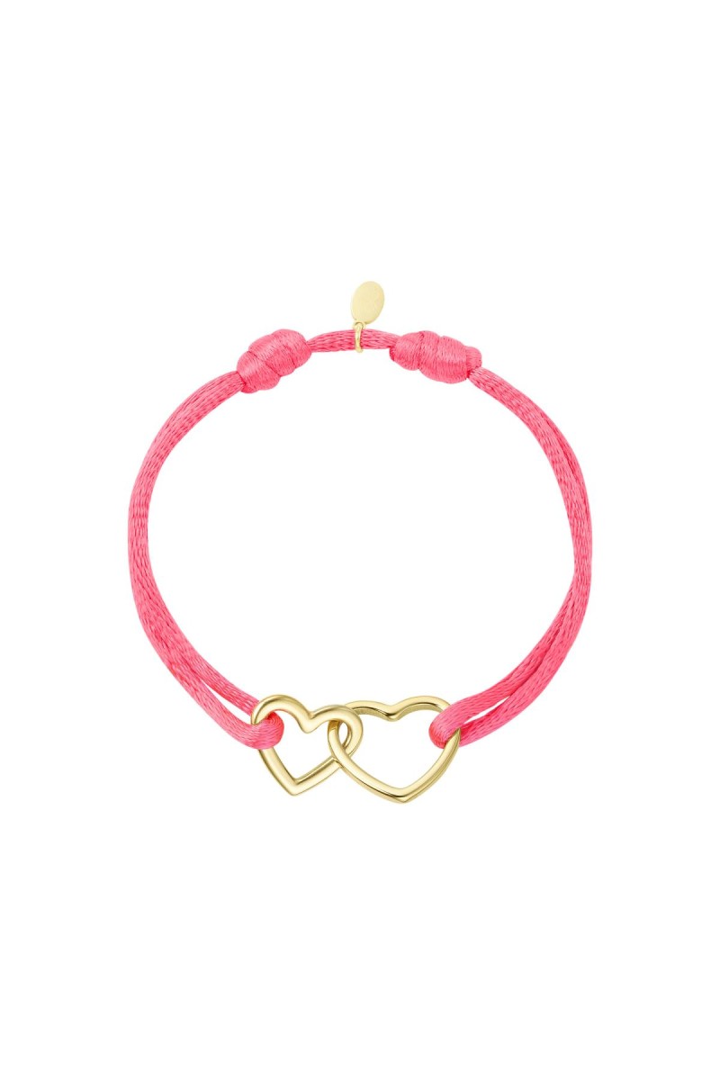 Satijnen armband 2 hearts - Roze